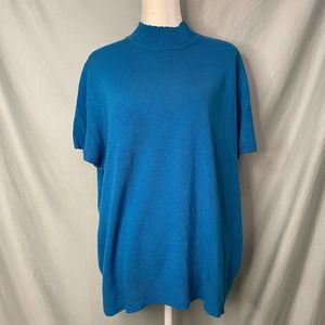 SAG HARBOR Blue Short Sleeve Sweater Women's 2XL